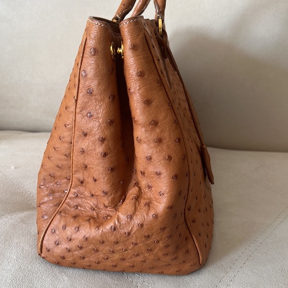 Prada Ostrich Cognac Tote Bag - Picture 4 of 14